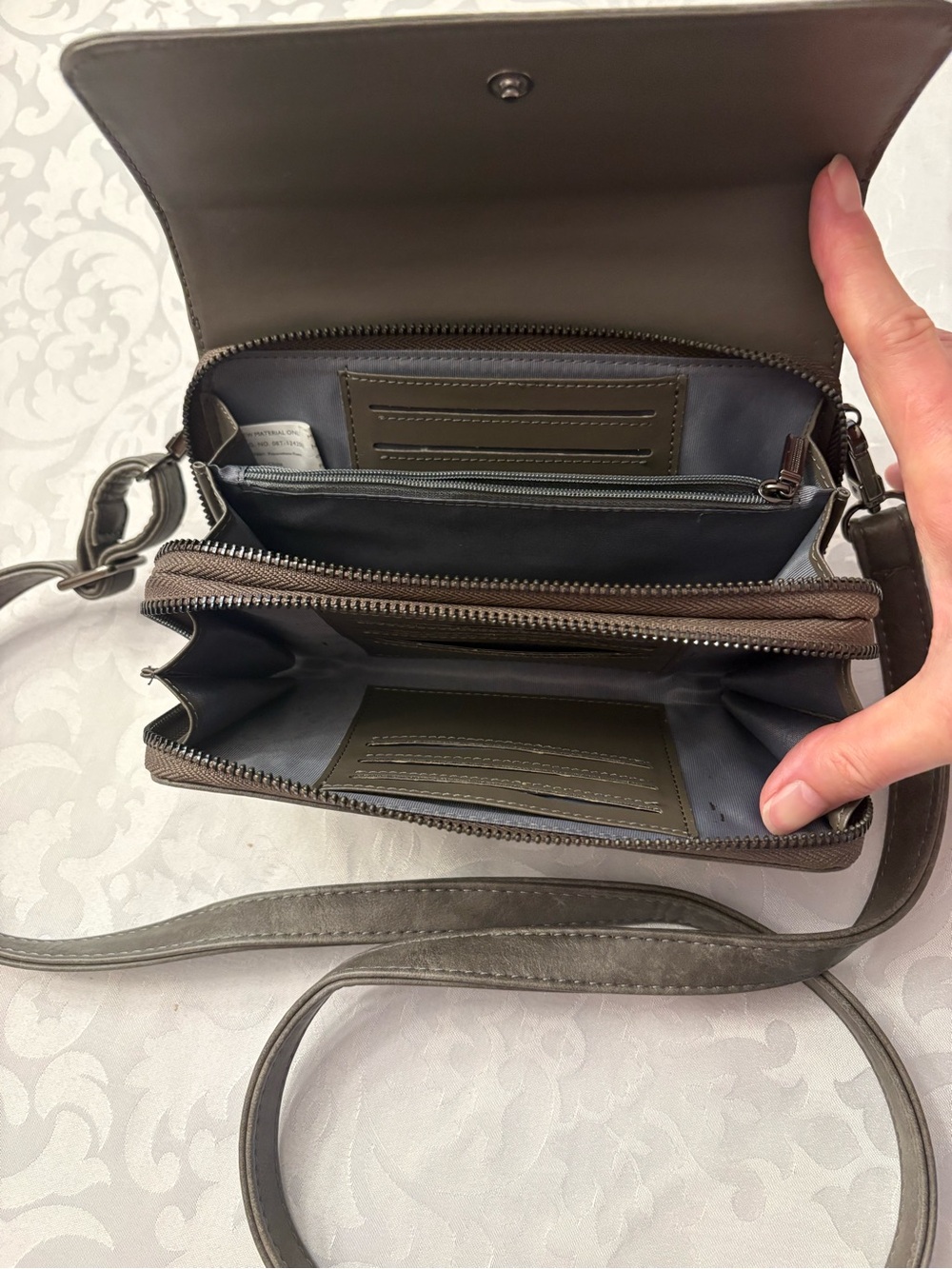 Compact Crossbody Wallet in Dark Olive Green - Women Bags - Picture 2 of 5
